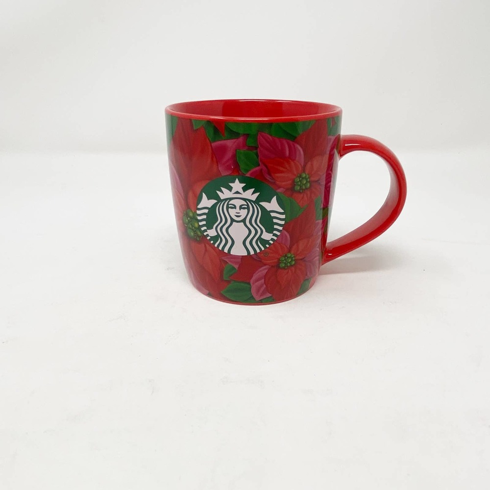 Starbucks Red Floral Holiday Christmas Coffee Mug. 12oz